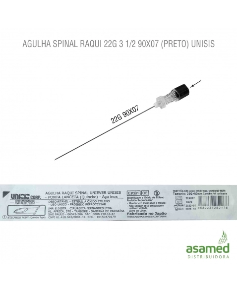 Agulha Spinal Raqui G X Mm Preto Unisis