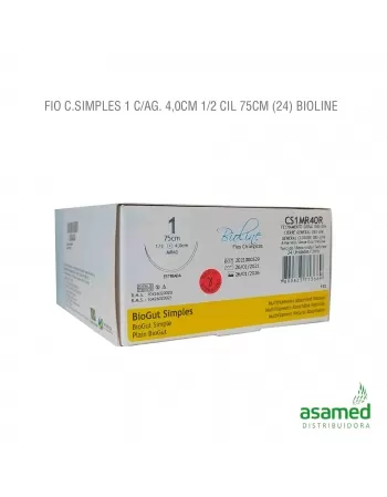 FIO CATGUT SIMPLES 1 C/AG. 4,0CM 1/2 CIL. 75CM BIOLINE