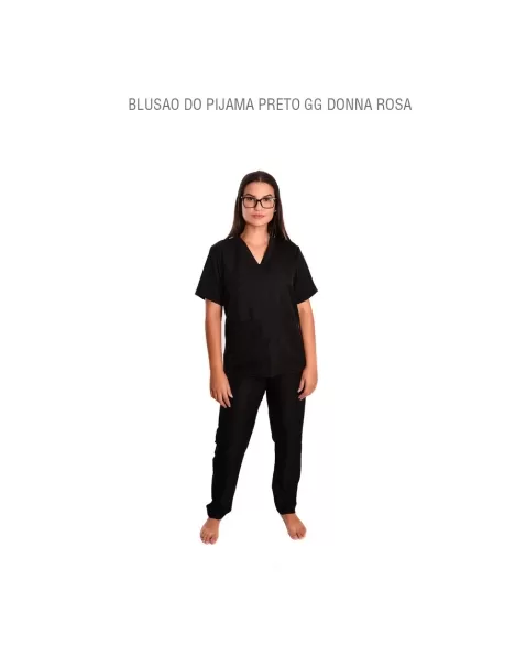 BLUSAO DO PIJAMA/SCRUBS PRETO GG DONNA ROSA