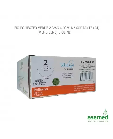 FIO POLIESTER VERDE 2 C/AG 4,0CM 1/2 TRG. BIOLINE