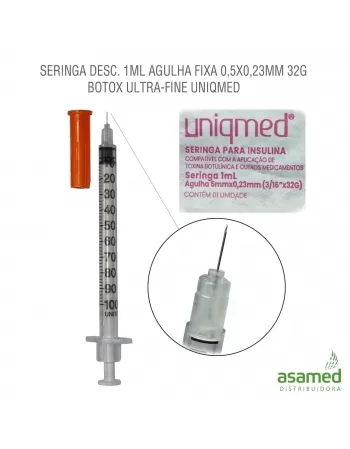 SERINGA DESC. 1ML AGULHA FIXA 5X0,23MM(32G) BOTOX ULTRA-FINE UNIQMED