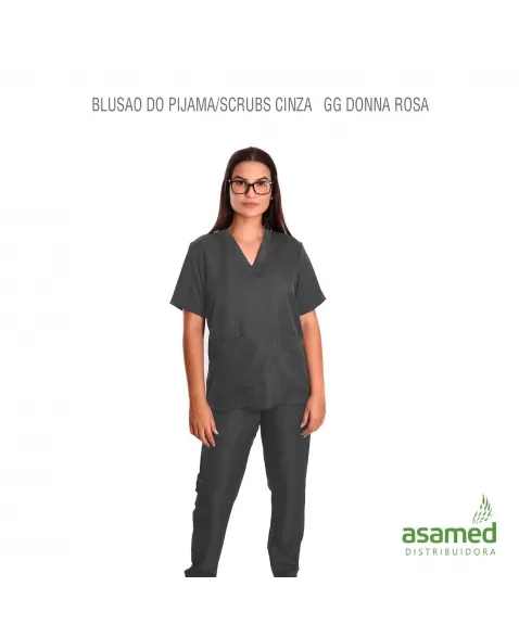 BLUSAO DO PIJAMA/SCRUBS CINZA GG DONNA ROSA