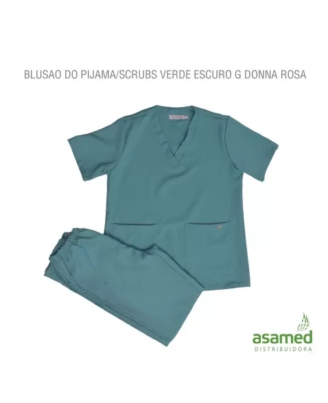 BLUSAO DO PIJAMA/SCRUBS VERDE ESCURO G DONNA ROSA