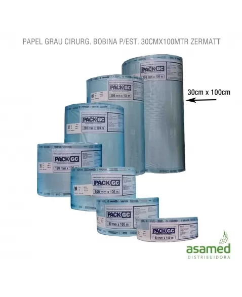 PAPEL GRAU CIRURG. BOBINA P/EST. 30CMX100MTR ZERMATT