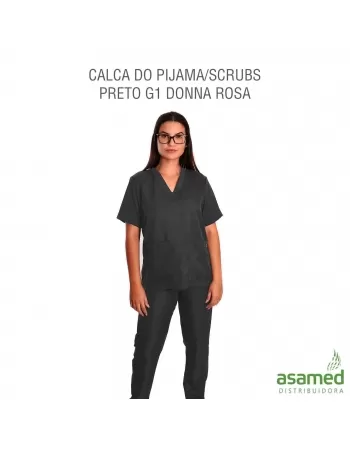 CALCA DO PIJAMA/SCRUBS PRETO G1 DONNA ROSA