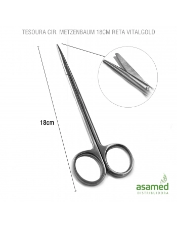 TESOURA METZENBAUM 18CM RETA VITALGOLD