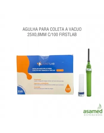 AGULHA PARA COLETA A VACUO 25X0,8MM C/100 FIRSTLAB