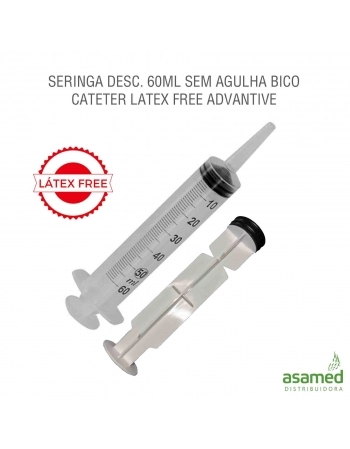 SERINGA DESC. 60ML SEM AGULHA BICO CATETER LATEX FREE ADVANTIVE