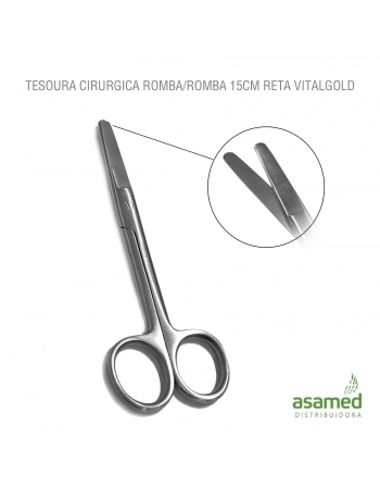 TESOURA CIRURGICA ROMBA/ROMBA 15CM RETA VITALGOLD