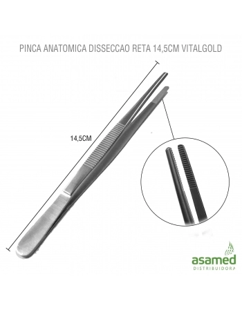 PINCA ANATOMICA DISSECCAO RETA 14,5CM VITALGOLD