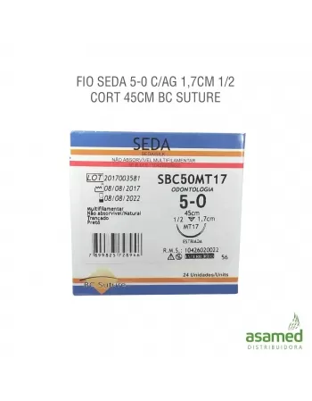 FIO SEDA 5-0 C/AG 1,7CM 1/2 CORT 45CM BC SUTURE