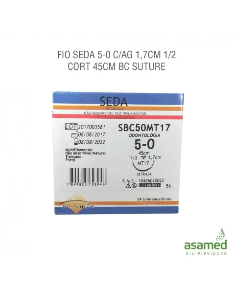 FIO SEDA 5-0 C/AG 1,7CM 1/2 CORT 45CM BC SUTURE