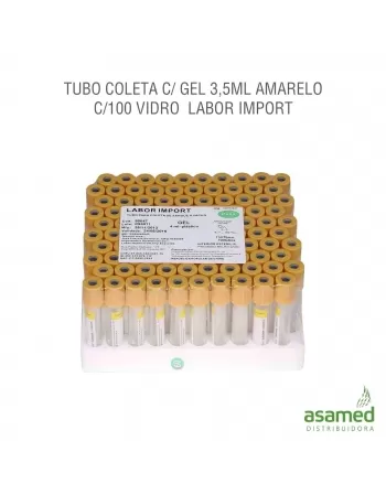 TUBO COLETA C/ GEL 3,5ML AMARELO C/100 VIDRO LABOR IMPORT