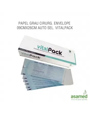 PAPEL GRAU CIRURG. ENVELOPE 09CMX26CM AUTO SEL. VITALPACK