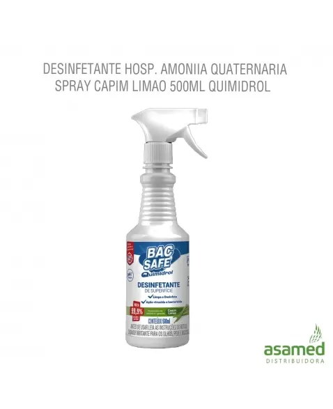 DESINFETANTE HOSP. AMONIIA QUATERNARIA SPRAY CAPIM LIMAO 500ML QUIMIDROL