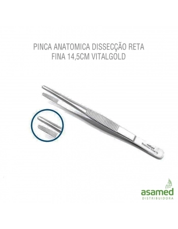 PINCA ANATOMICA DISSECCAO RETA FINA 14,5CM VITALGOLD