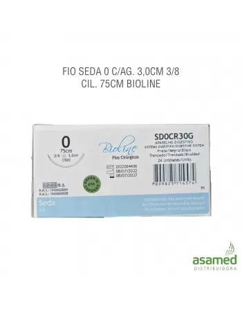 FIO SEDA 0 C/AG. 3,0CM 3/8 CIL. 75CM BIOLINE