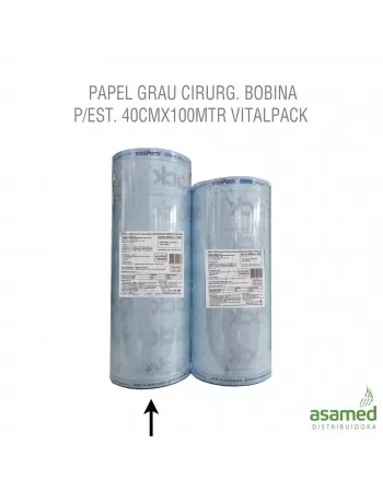 PAPEL GRAU CIRURG. BOBINA P/EST. 40CMX100MTR VITALPACK