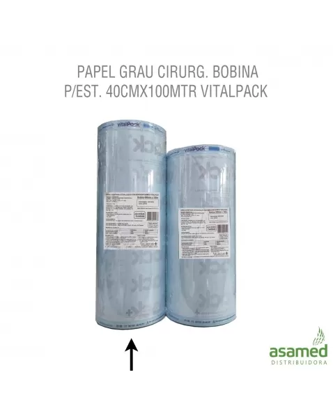 PAPEL GRAU CIRURG. BOBINA P/EST. 40CMX100MTR VITALPACK