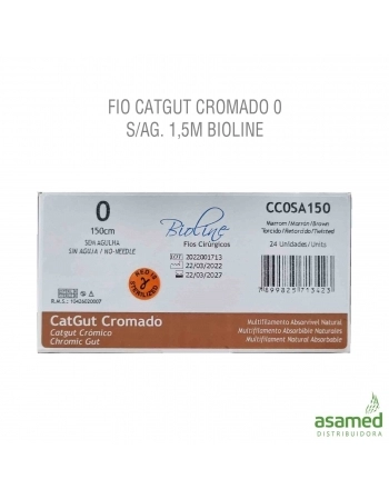 FIO CATGUT CROMADO 0 S/AG. 1,5M BIOLINE