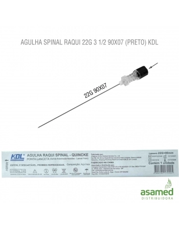 AGULHA SPINAL RAQUI 22G 3 1/2 (90X07MM)(PRETO) KDL