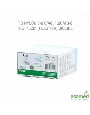 FIO NYLON 5-0 C/AG. 1,9CM 3/8 TRG. 45CM (PLASTICA) BIOLINE