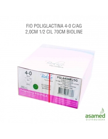 FIO POLIGLACTINA 4-0 C/AG 2,0CM 1/2 CIL 70CM BIOLINE