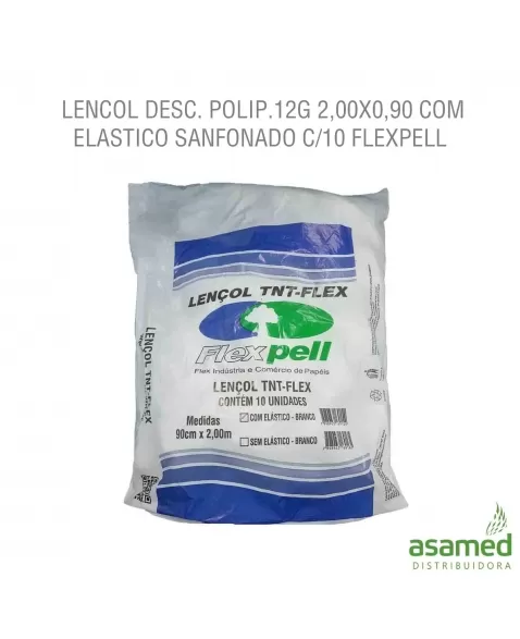 LENCOL DESC. POLIP.12G 2,00X0,90 COM ELASTICO SANFONADO C/10 FLEXPELL