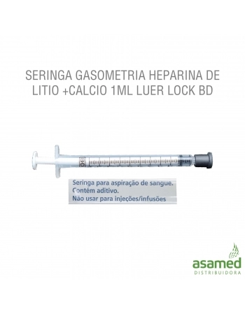 SERINGA GASOMETRIA HEPARINA DE LITIO + CALCIO 1ML LUER LOCK BD