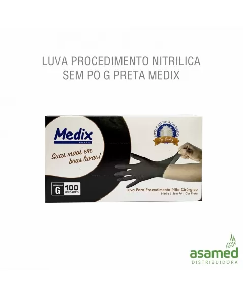 LUVA PROCEDIMENTO NITRILICA SEM PO G PRETA MEDIX