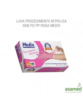 LUVA PROCEDIMENTO NITRILICA SEM PO PP ROSA MEDIX