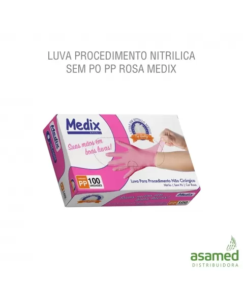 LUVA PROCEDIMENTO NITRILICA SEM PO PP ROSA MEDIX