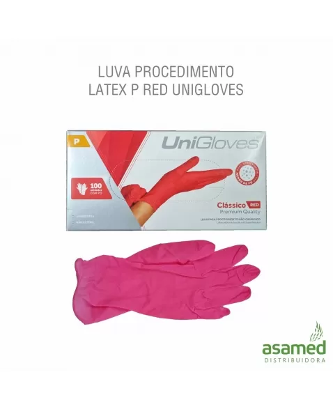 LUVA PROCEDIMENTO LATEX COM PO P RED/PINK ROSA UNIGLOVES