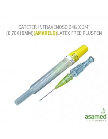 CATETER INTRAVENOSO 24G X 3/4" (0,70X19MM)(AMARELO)LATEX FREE PLUSPEN