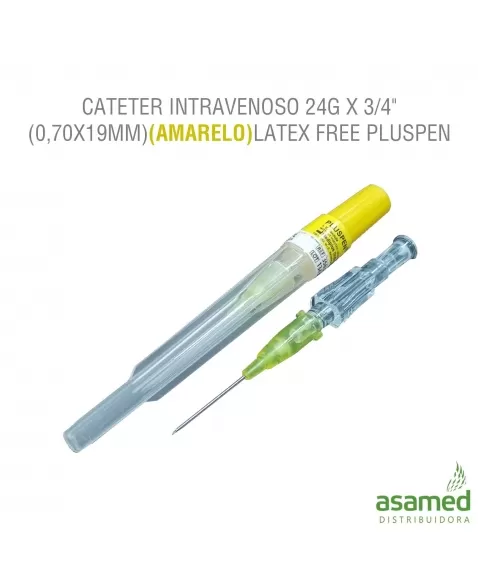 CATETER INTRAVENOSO 24G X 3/4\" (0,70X19MM)(AMARELO)LATEX FREE PLUSPEN