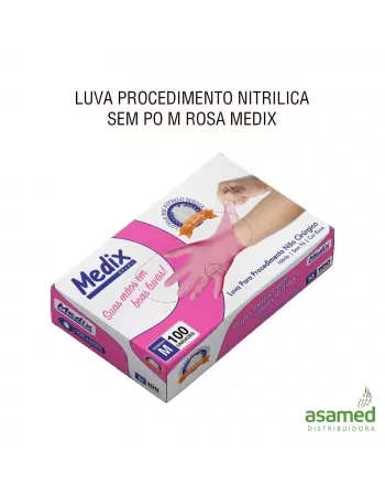 LUVA PROCEDIMENTO NITRILICA SEM PO M ROSA MEDIX