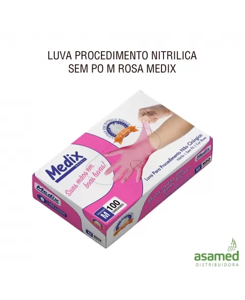 LUVA PROCEDIMENTO NITRILICA SEM PO M ROSA MEDIX