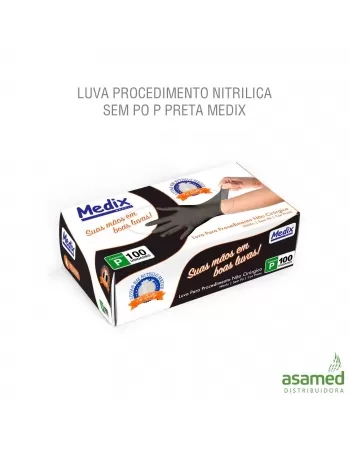 LUVA PROCEDIMENTO NITRILICA SEM PO P PRETA MEDIX