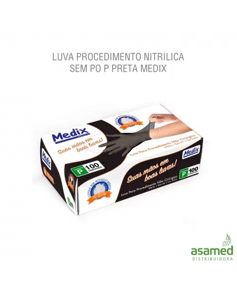 LUVA PROCEDIMENTO NITRILICA SEM PO P PRETA MEDIX