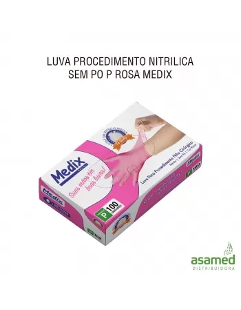 LUVA PROCEDIMENTO NITRILICA SEM PO P ROSA MEDIX