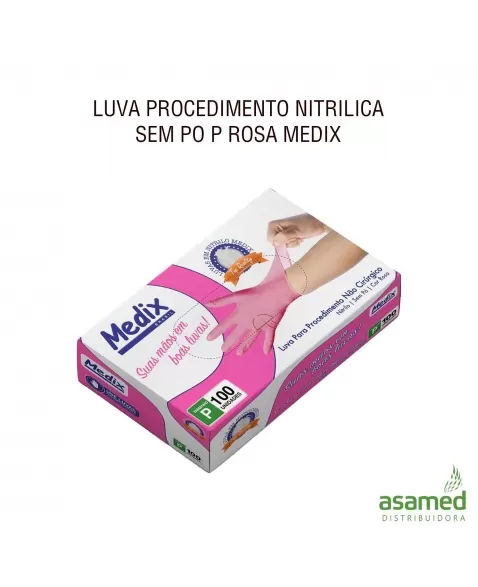 LUVA PROCEDIMENTO NITRILICA SEM PO P ROSA MEDIX