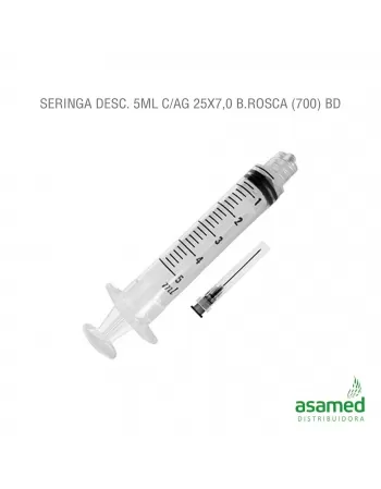 SERINGA DESC. 5ML COM AGULHA 25X7,0 LUER LOCK BD