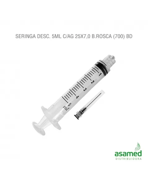 SERINGA DESC. 5ML COM AGULHA 25X7,0 LUER LOCK BD