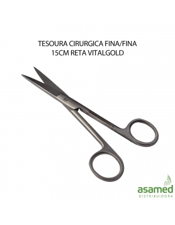 TESOURA CIRURGICA FINA/FINA 15CM RETA VITALGOLD