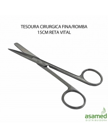 TESOURA CIRURGICA FINA/ROMBA 15CM RETA VITAL