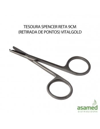 TESOURA SPENCER RETA 9CM (RETIRADA DE PONTOS) VITALGOLD