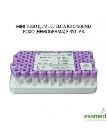 MINI TUBO 0,5ML C/ EDTA K2 C/50UND ROXO (HEMOGRAMA) FIRSTLAB