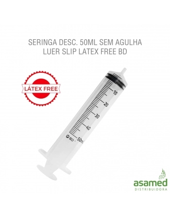 SERINGA DESC. 50ML SEM AGULHA LUER SLIP LATEX FREE BD