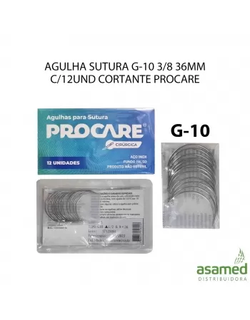 AGULHA SUTURA G-10 3/8 36MM C/12UND CORTANTE PROCARE