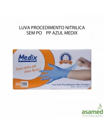 LUVA PROCEDIMENTO NITRILICA SEM PO PP AZUL MEDIX